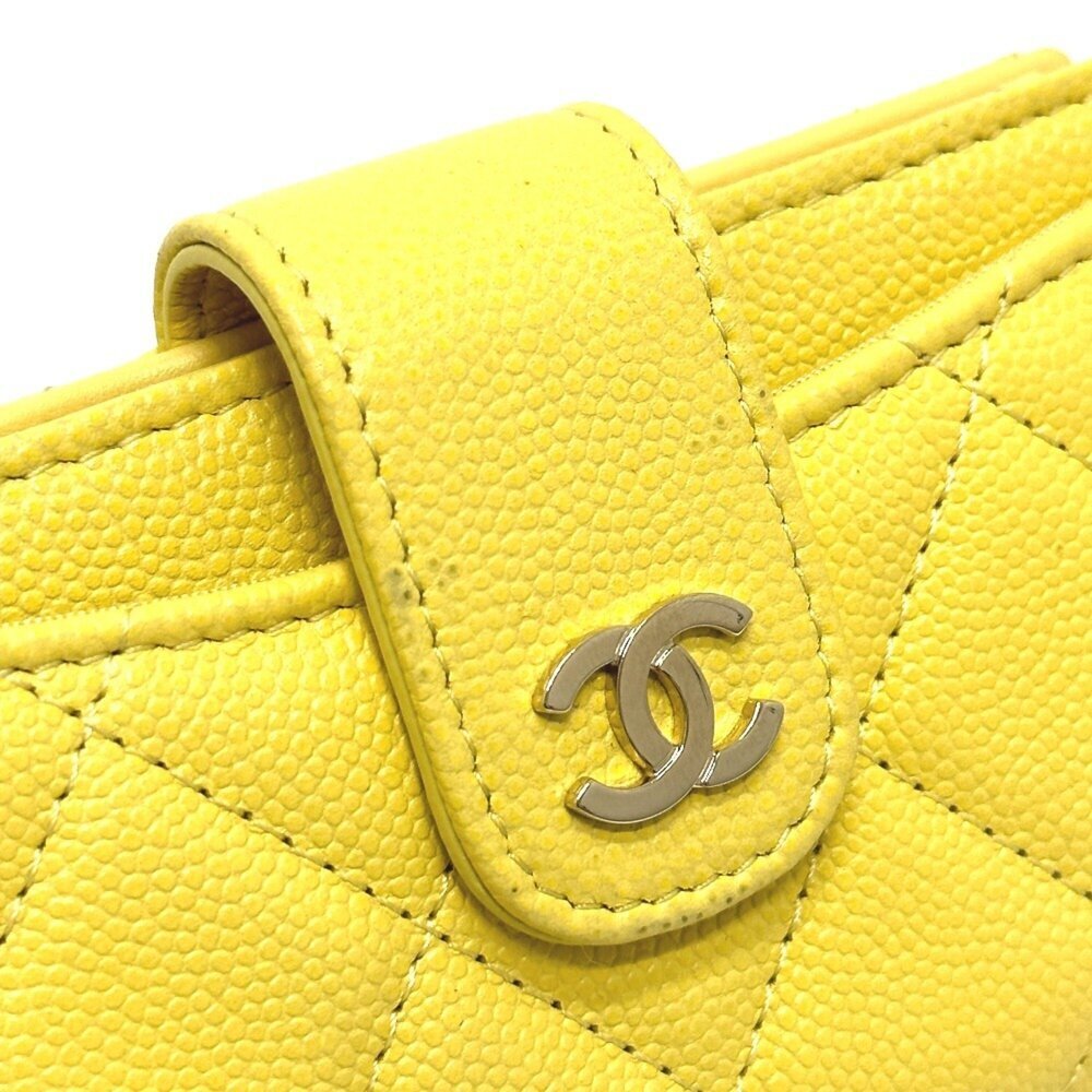 CHANEL Authentic Yellow Caviar Leather Logo Wallet - Picture 9 of 16